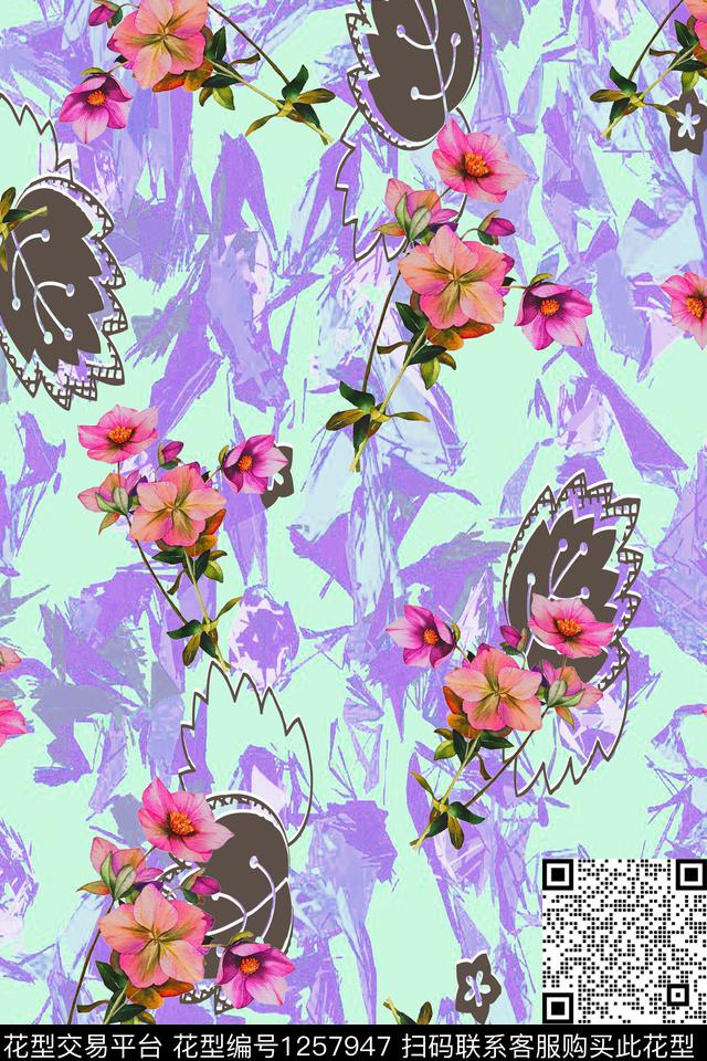 大牌风数码华亿平台花卉数码印花华亿平台下载（图片编号: 1257947） - 瓦栏（Walan）