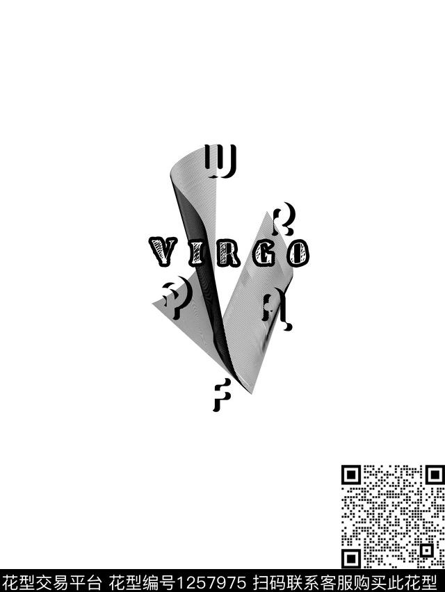 几何线条画字母传统印花华亿平台下载（图片编号: 1257975） - 瓦栏（Walan）