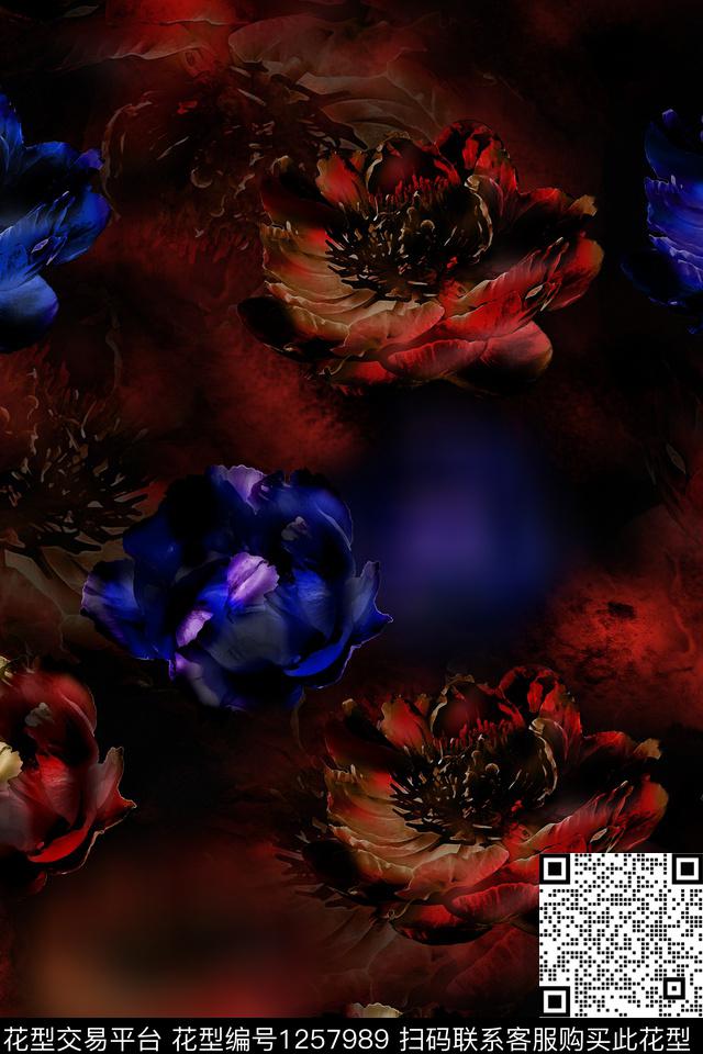 女装大牌风花卉数码印花华亿平台下载（图片编号: 1257989） - 瓦栏（Walan）