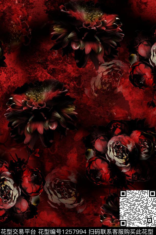 女装大牌风花卉数码印花华亿平台下载（图片编号: 1257994） - 瓦栏（Walan）