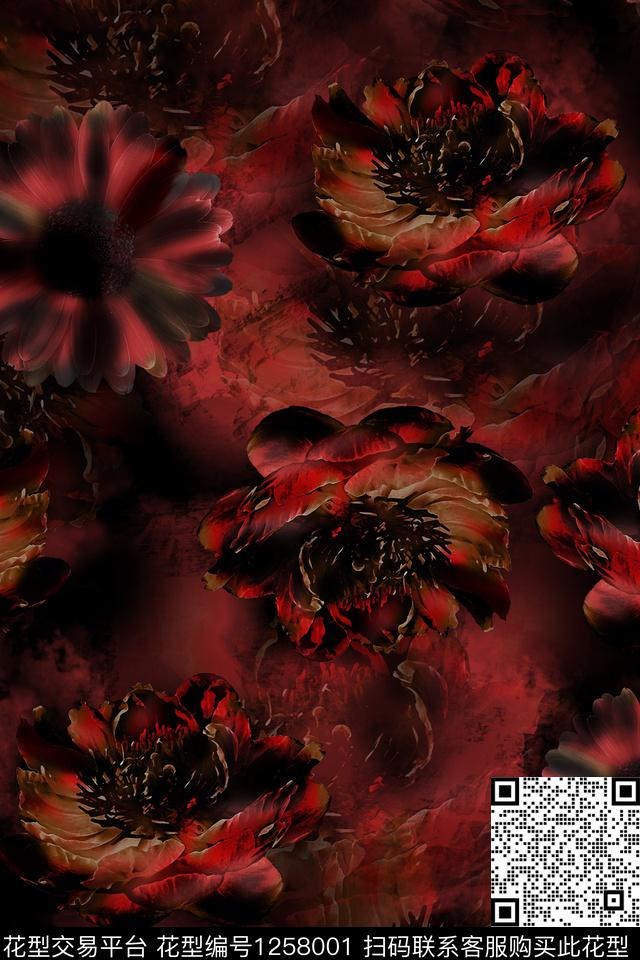 女装大牌风花卉数码印花华亿平台下载（图片编号: 1258001） - 瓦栏（Walan）