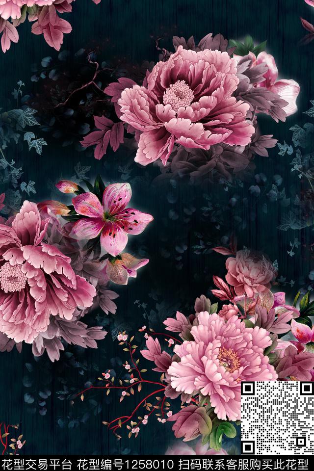 女装大牌风花卉数码印花华亿平台下载（图片编号: 1258010） - 瓦栏（Walan）