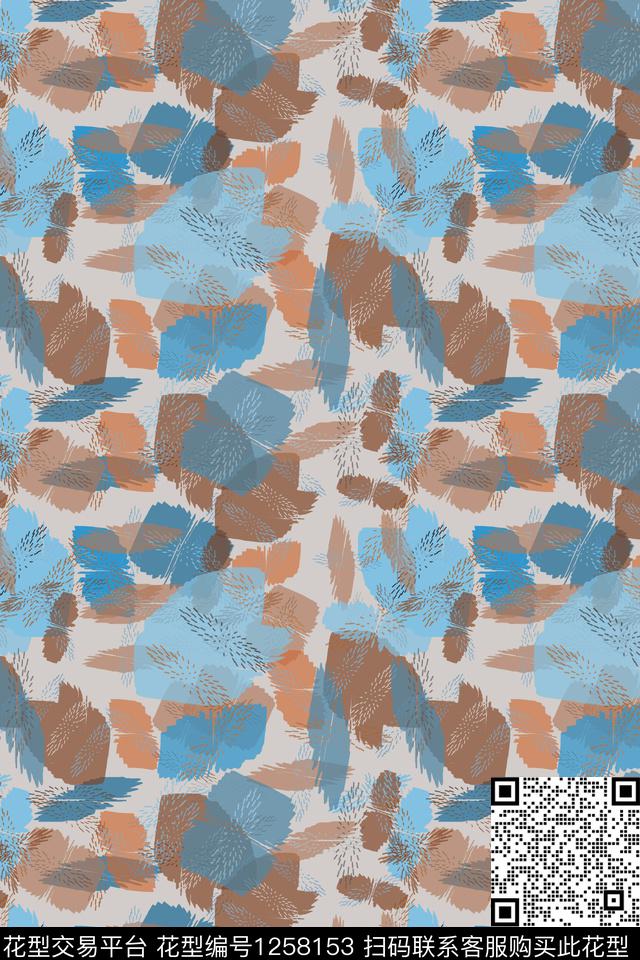 抽象迷彩图案树叶组合传统印花华亿平台下载（图片编号: 1258153） - 瓦栏（Walan）