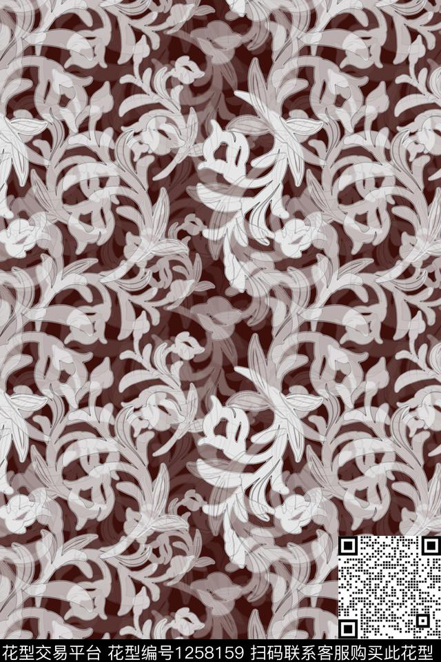 卷草男装休闲花卉欧洲传统印花华亿平台下载（图片编号: 1258159） - 瓦栏（Walan）
