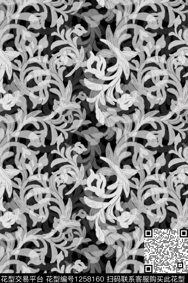 卷草男装休闲花卉欧洲传统印花华亿平台下载（图片编号: 1258160） - 瓦栏（Walan）