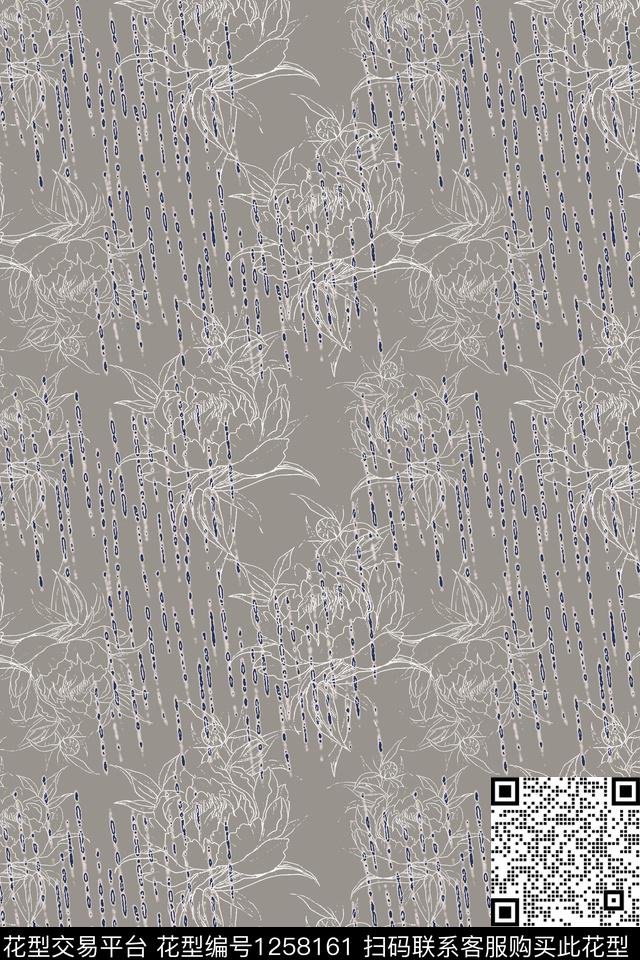 男装休闲花卉抽象手绘线条笔触传统印花华亿平台下载（图片编号: 1258161） - 瓦栏（Walan）