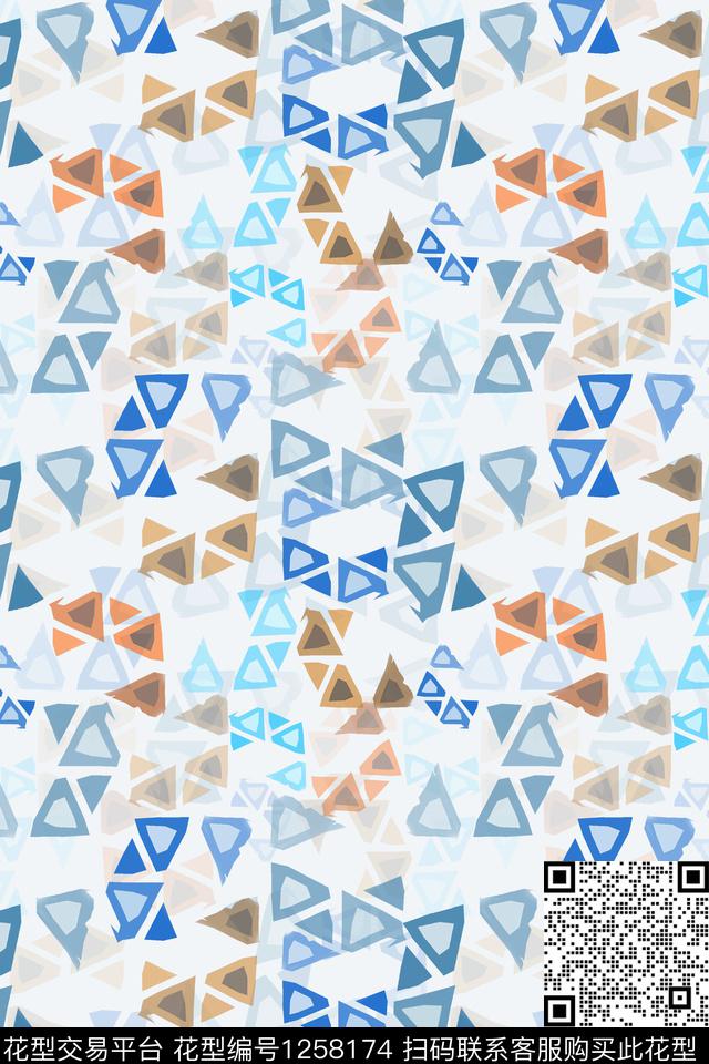 三角形密铺几何传统印花华亿平台下载（图片编号: 1258174） - 瓦栏（Walan）