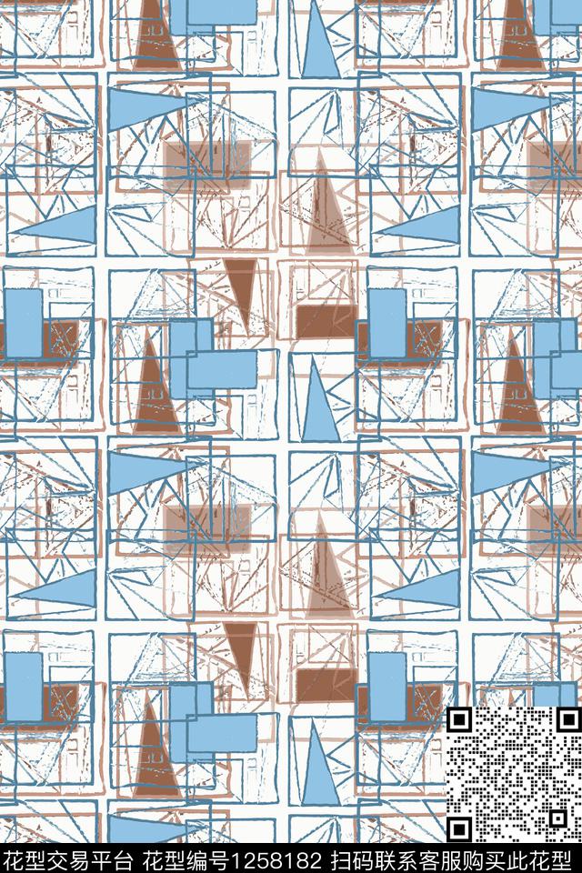 三角形密铺几何传统印花华亿平台下载（图片编号: 1258182） - 瓦栏（Walan）