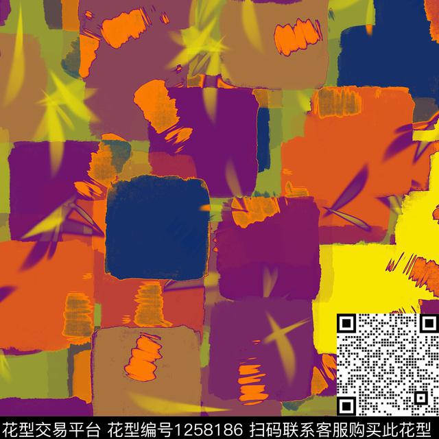 几何抽象创意数码印花华亿平台下载（图片编号: 1258186） - 瓦栏（Walan）