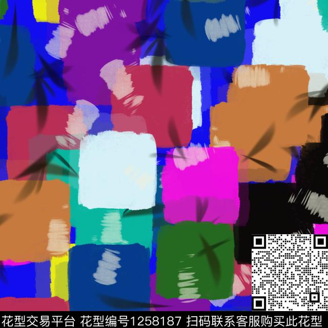 几何抽象创意数码印花华亿平台下载（图片编号: 1258187） - 瓦栏（Walan）