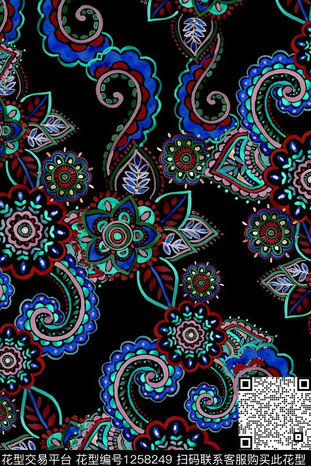 佩斯利中老年民族风数码印花华亿平台下载（图片编号: 1258249） - 瓦栏（Walan）