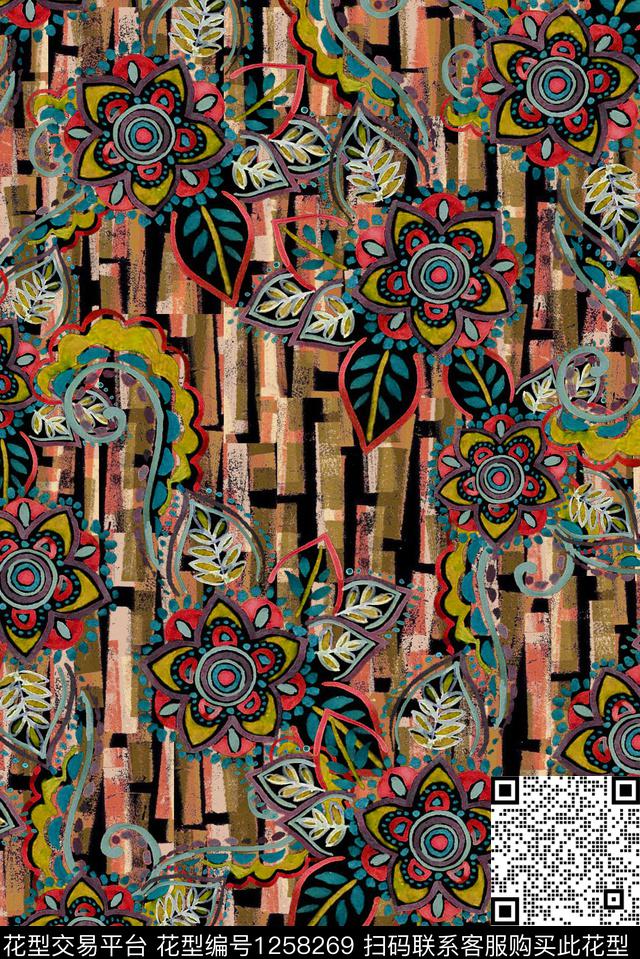 佩斯利中老年民族风数码印花华亿平台下载（图片编号: 1258269） - 瓦栏（Walan）