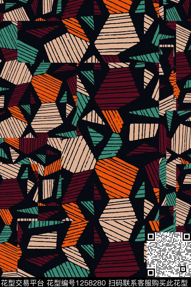 几何简约线条数码印花华亿平台下载（图片编号: 1258280） - 瓦栏（Walan）