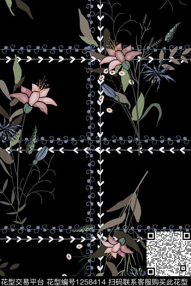 几何手绘波西米亚数码印花华亿平台下载（图片编号: 1258414） - 瓦栏（Walan）