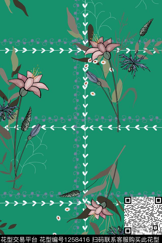 几何手绘波西米亚数码印花华亿平台下载（图片编号: 1258416） - 瓦栏（Walan）