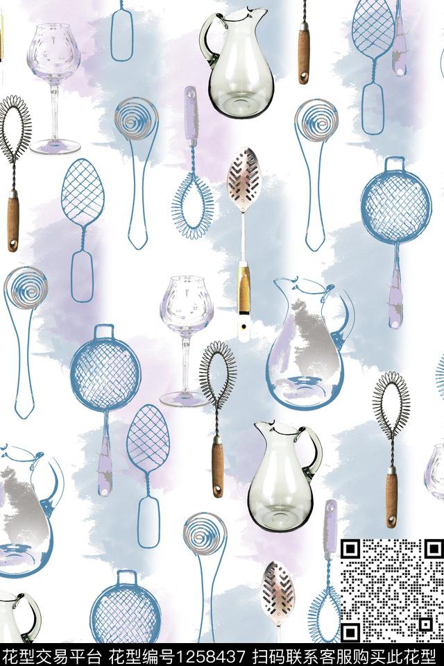 大牌风数码华亿平台抽象花卉数码印花华亿平台下载（图片编号: 1258437） - 瓦栏（Walan）