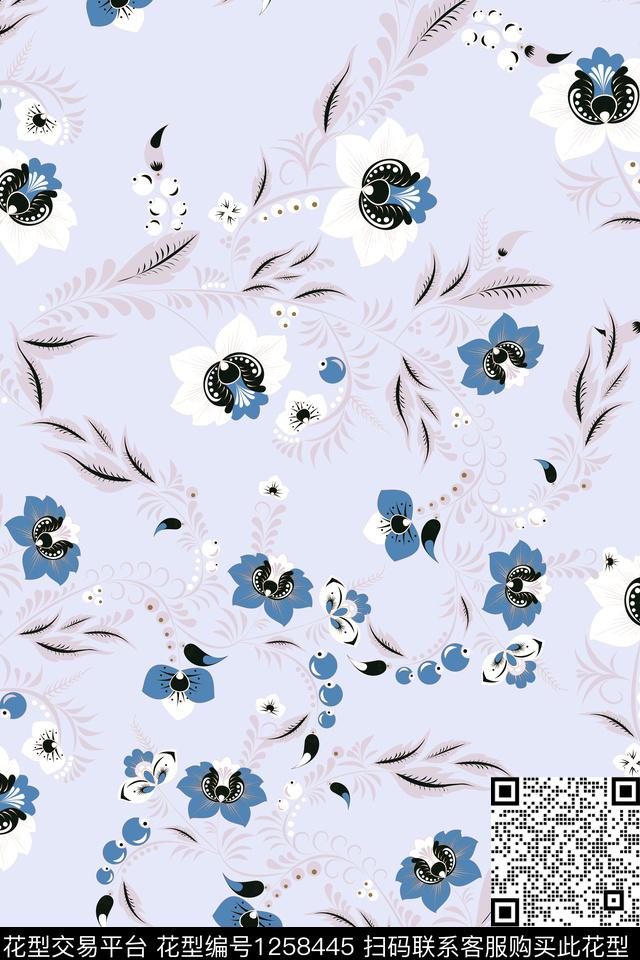 时尚抽象手绘数码印花华亿平台下载（图片编号: 1258445） - 瓦栏（Walan）