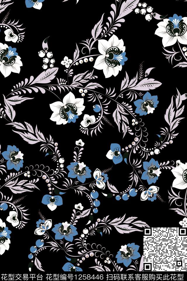 时尚手绘东方艺术传统印花华亿平台下载（图片编号: 1258446） - 瓦栏（Walan）