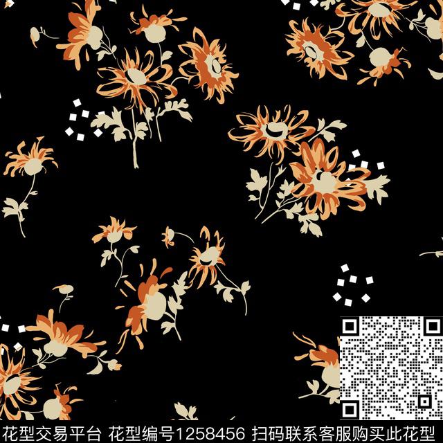 花卉大牌风传统印花华亿平台下载（图片编号: 1258456） - 瓦栏（Walan）