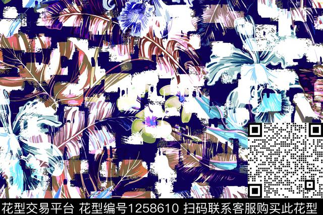 数码华亿平台抽象热带华亿平台数码印花华亿平台下载（图片编号: 1258610） - 瓦栏（Walan）