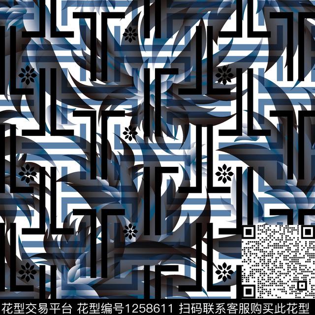 数码华亿平台抽象几何数码印花华亿平台下载（图片编号: 1258611） - 瓦栏（Walan）