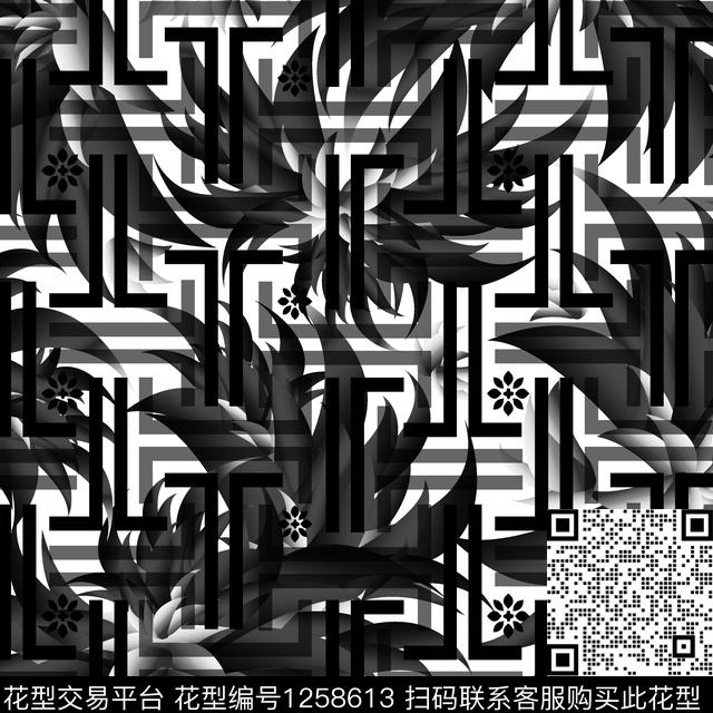 数码华亿平台抽象几何数码印花华亿平台下载（图片编号: 1258613） - 瓦栏（Walan）