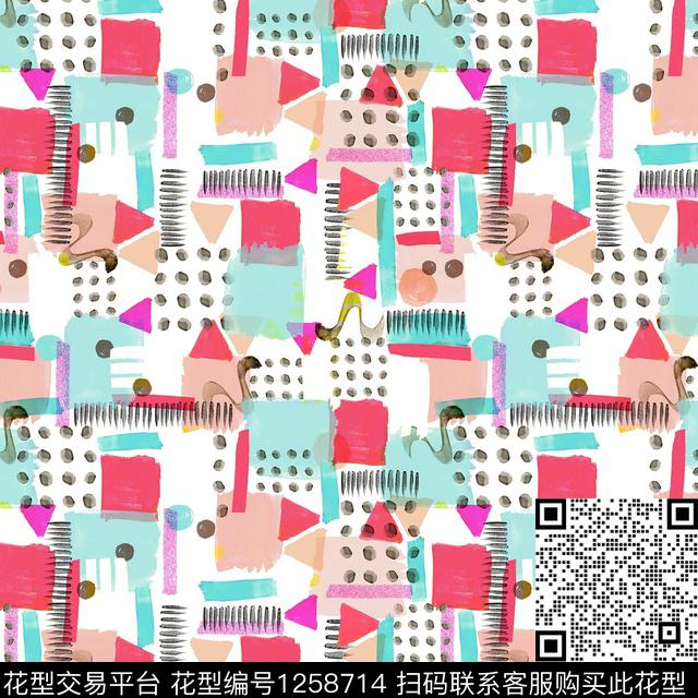 数码华亿平台大牌风几何数码印花华亿平台下载（图片编号: 1258714） - 瓦栏（Walan）