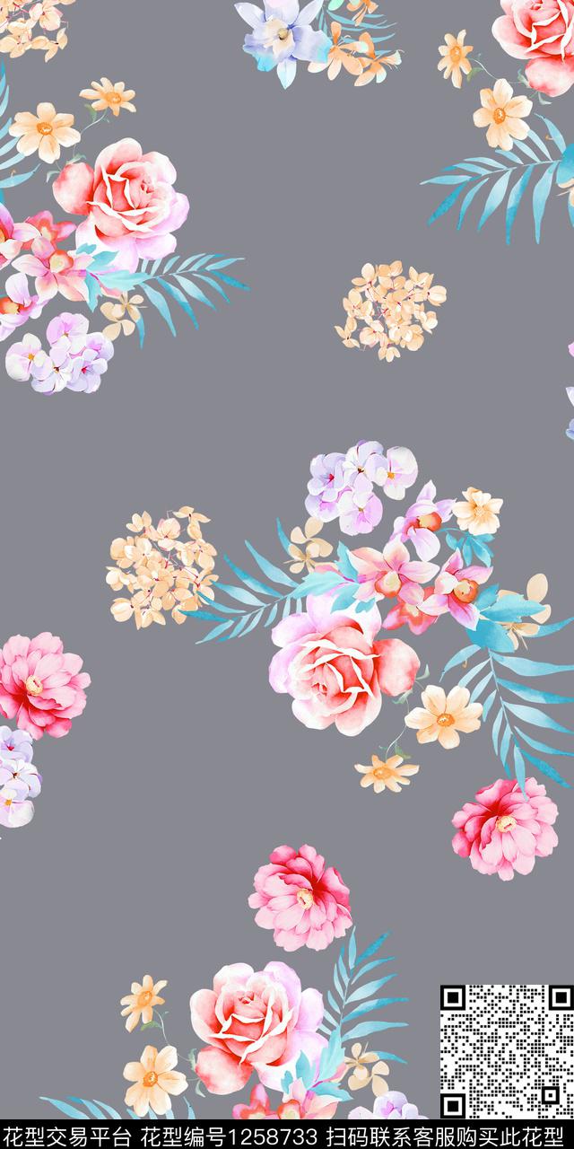 花卉手绘素雅传统印花华亿平台下载（图片编号: 1258733） - 瓦栏（Walan）