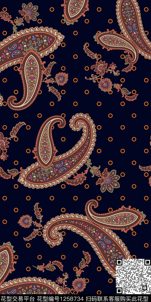 大牌风佩斯利传统印花华亿平台下载（图片编号: 1258734） - 瓦栏（Walan）