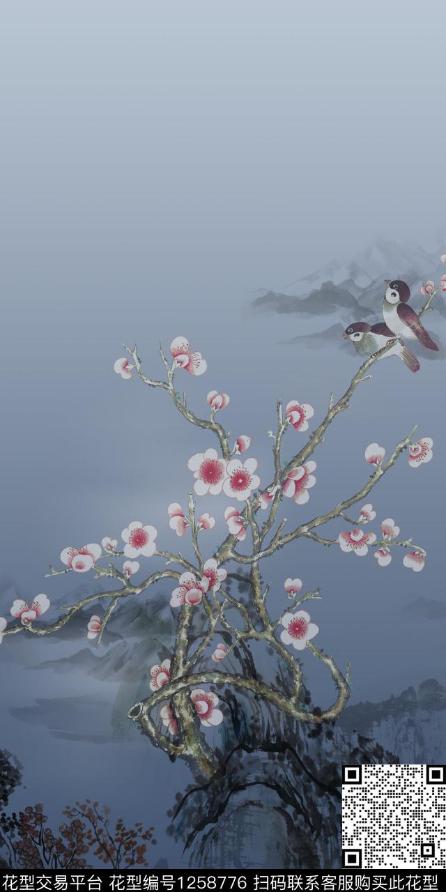 国画旗袍包金数码印花华亿平台下载（图片编号: 1258776） - 瓦栏（Walan）