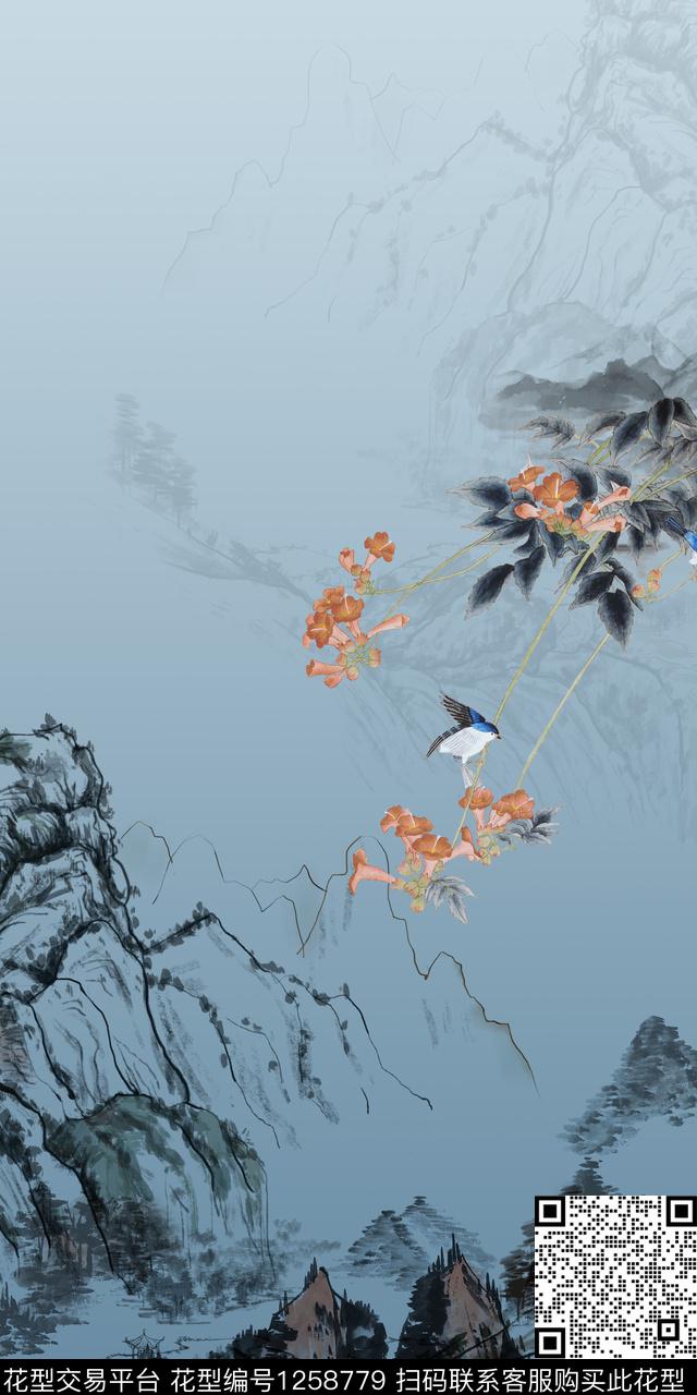 国画女装定位花旗袍数码印花华亿平台下载（图片编号: 1258779） - 瓦栏（Walan）