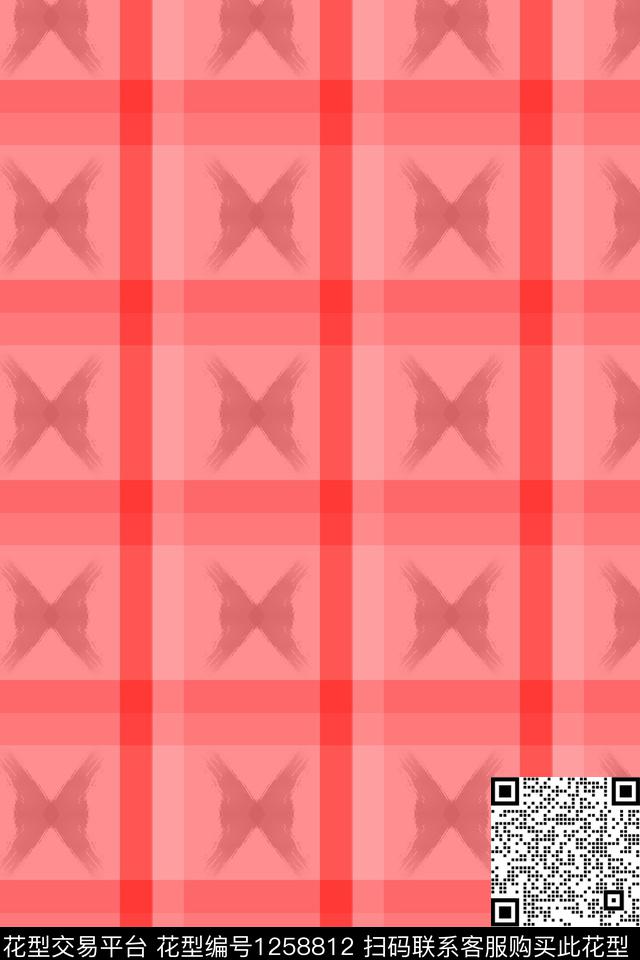 格子时尚粉色传统印花华亿平台下载（图片编号: 1258812） - 瓦栏（Walan）