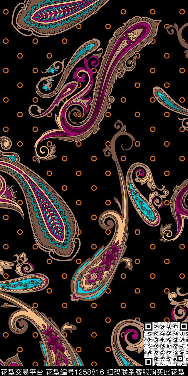 几何佩斯利雕印华亿平台数码印花华亿平台下载（图片编号: 1258816） - 瓦栏（Walan）