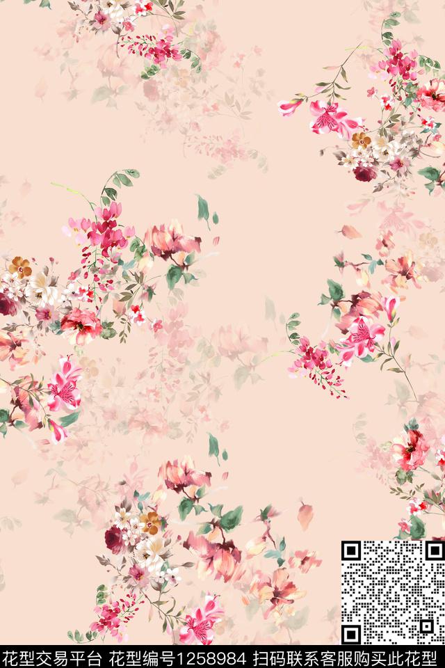 女装花卉电脑合成数码印花华亿平台下载（图片编号: 1258984） - 瓦栏（Walan）