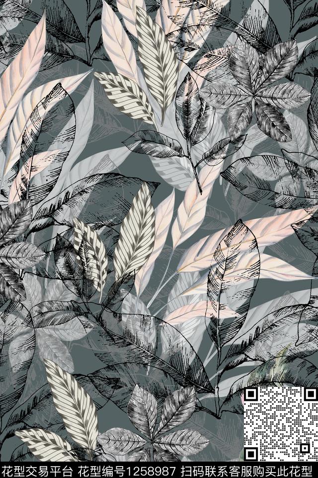 女装花卉电脑合成数码印花华亿平台下载（图片编号: 1258987） - 瓦栏（Walan）