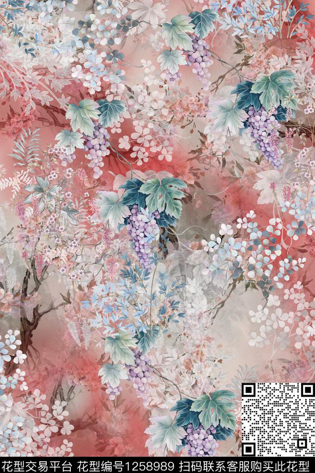 女装花卉电脑合成数码印花华亿平台下载（图片编号: 1258989） - 瓦栏（Walan）