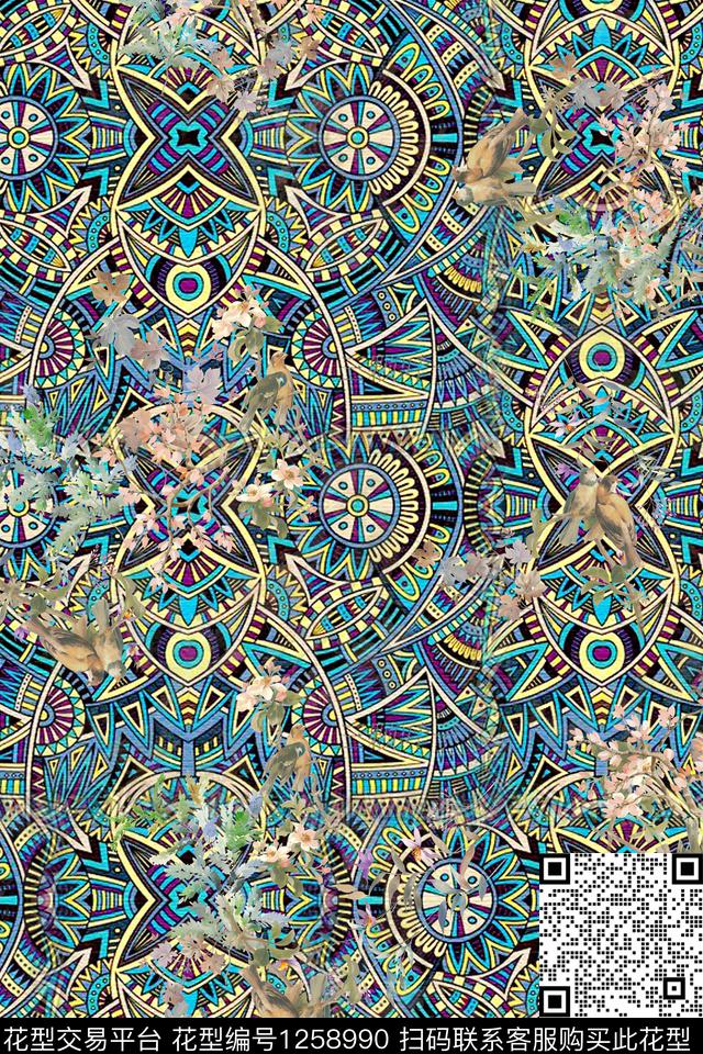 女装花卉电脑合成数码印花华亿平台下载（图片编号: 1258990） - 瓦栏（Walan）