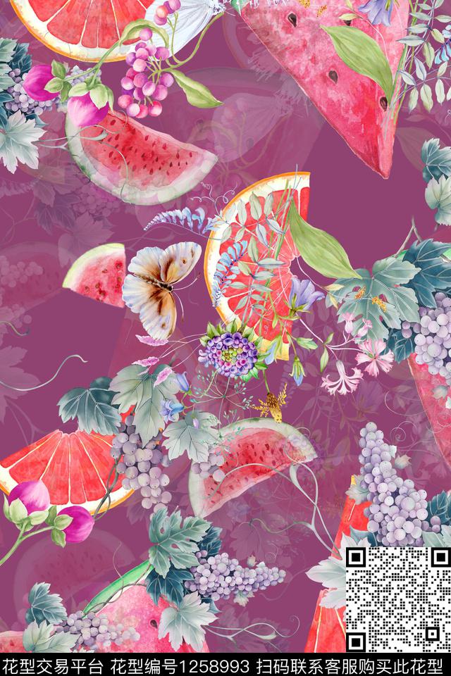 女装花卉西瓜数码印花华亿平台下载（图片编号: 1258993） - 瓦栏（Walan）