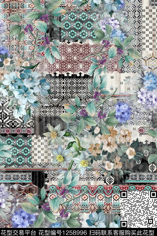 女装花卉电脑合成数码印花华亿平台下载（图片编号: 1258996） - 瓦栏（Walan）