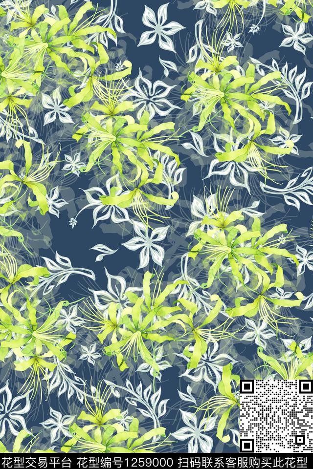 女装花卉电脑合成数码印花华亿平台下载（图片编号: 1259000） - 瓦栏（Walan）