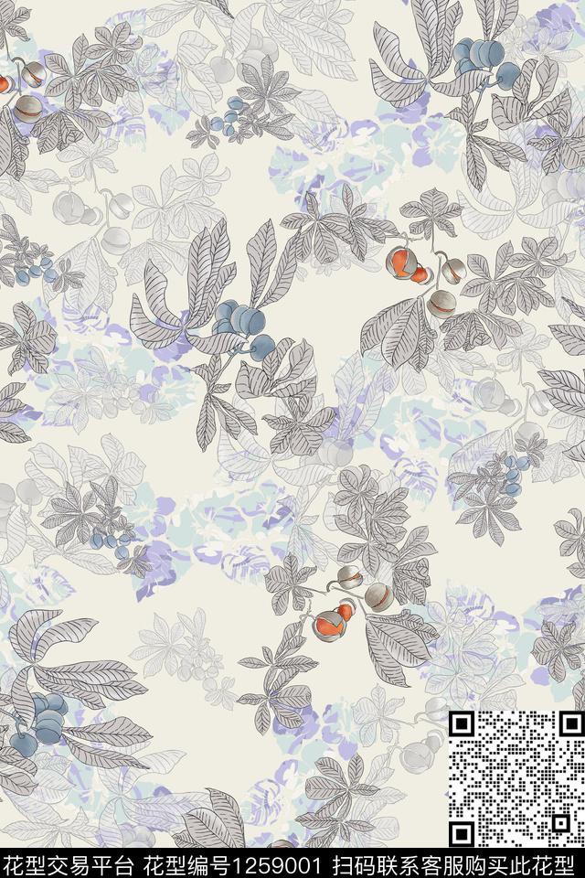 女装花卉电脑合成数码印花华亿平台下载（图片编号: 1259001） - 瓦栏（Walan）