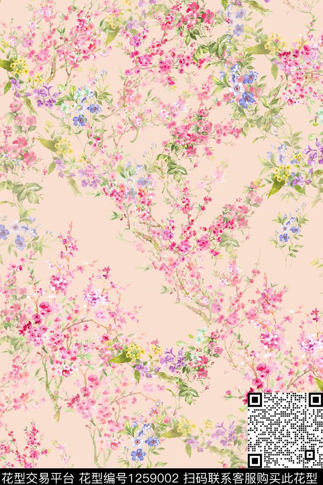 女装花卉电脑合成数码印花华亿平台下载（图片编号: 1259002） - 瓦栏（Walan）