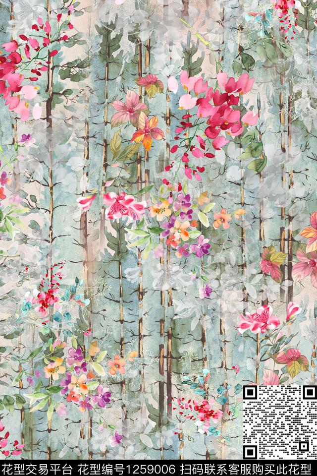 女装花卉电脑合成数码印花华亿平台下载（图片编号: 1259006） - 瓦栏（Walan）