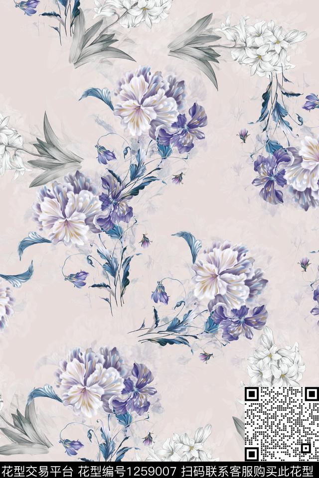 女装花卉电脑合成数码印花华亿平台下载（图片编号: 1259007） - 瓦栏（Walan）