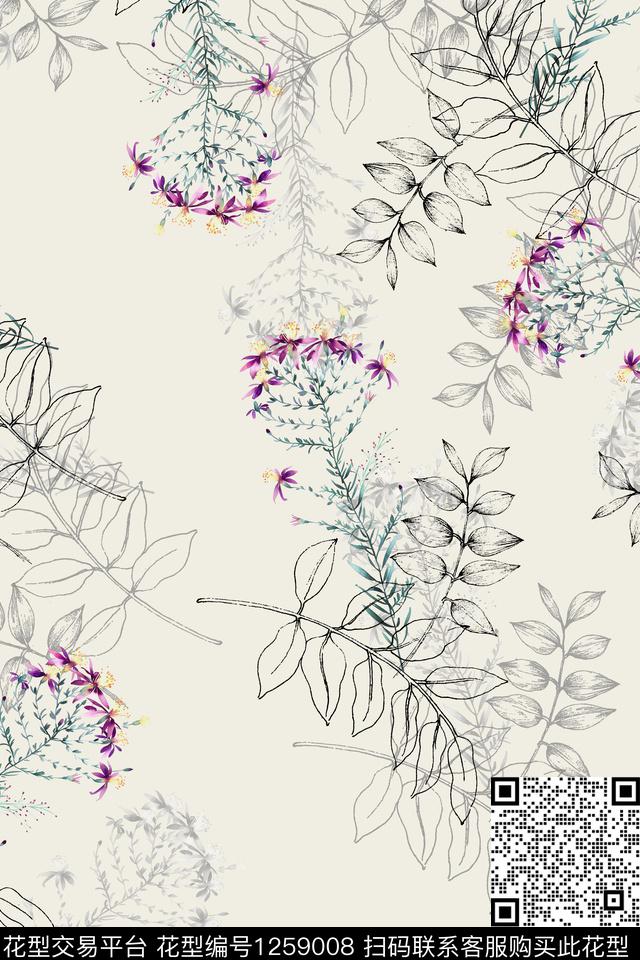 女装花卉电脑合成数码印花华亿平台下载（图片编号: 1259008） - 瓦栏（Walan）