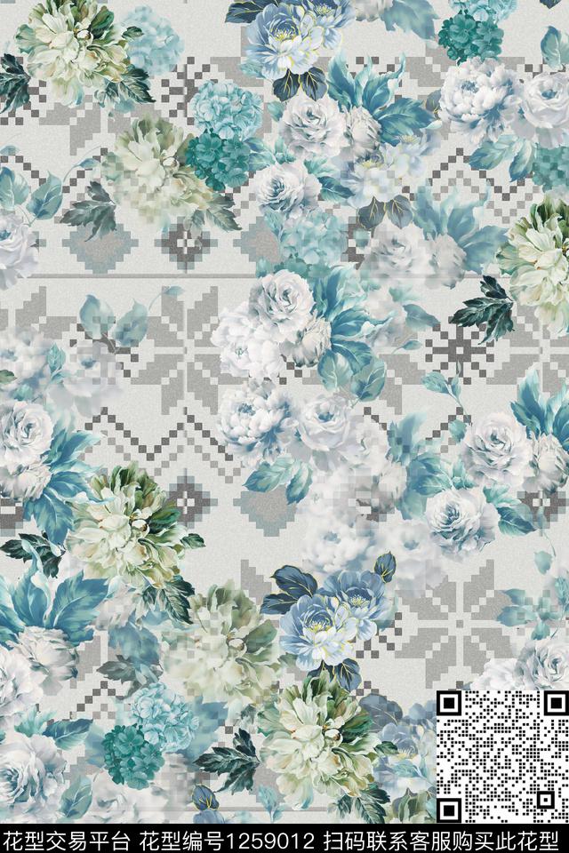 女装花卉电脑合成数码印花华亿平台下载（图片编号: 1259012） - 瓦栏（Walan）