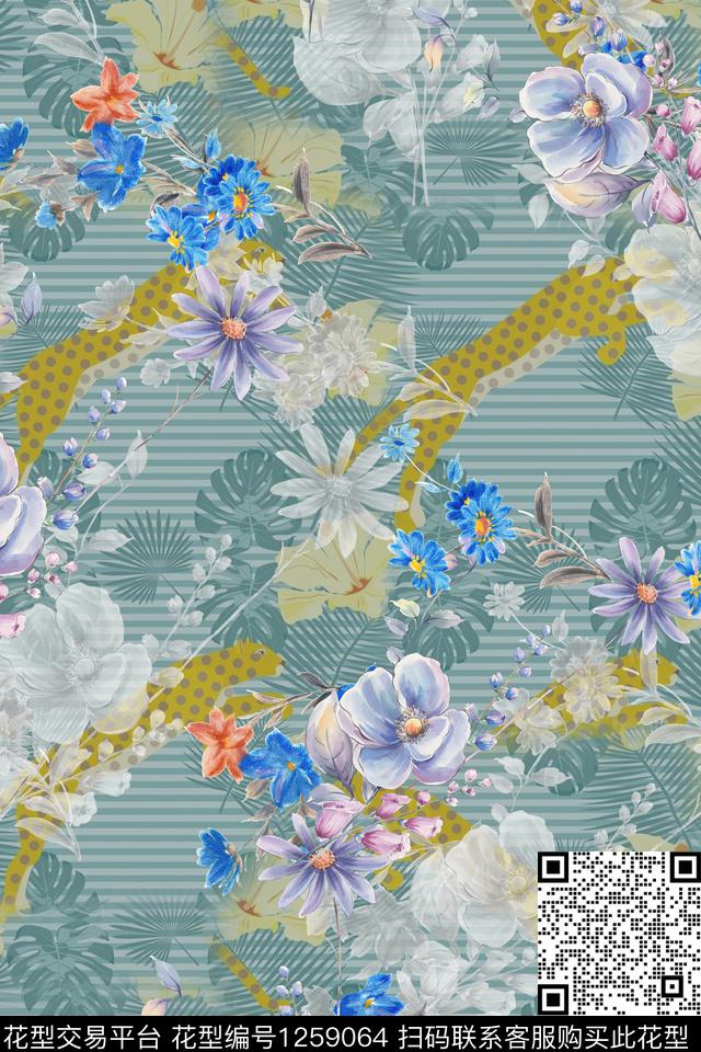 女装花卉电脑合成数码印花华亿平台下载（图片编号: 1259064） - 瓦栏（Walan）