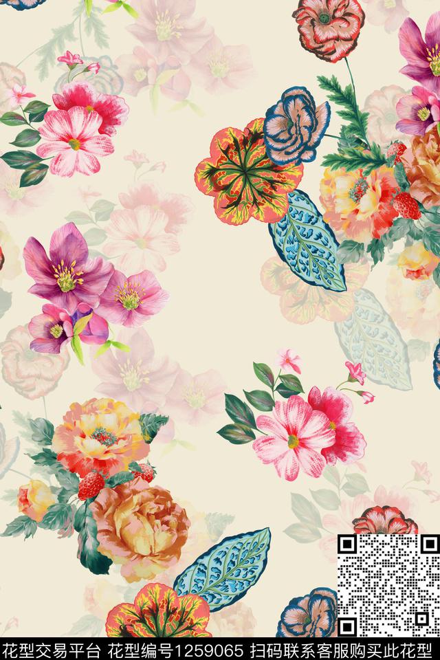 女装花卉电脑合成数码印花华亿平台下载（图片编号: 1259065） - 瓦栏（Walan）