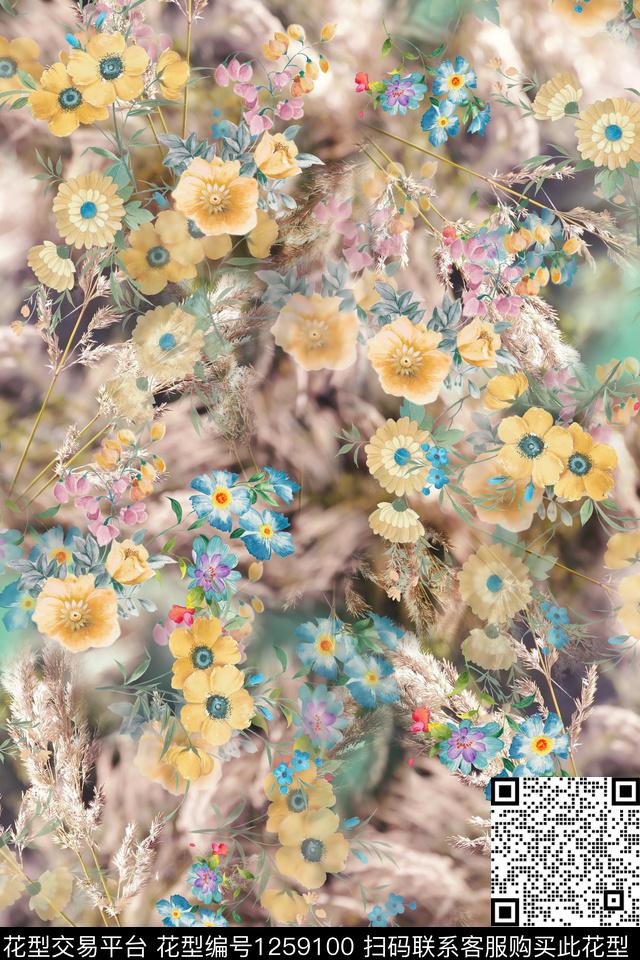 女装花卉电脑合成数码印花华亿平台下载（图片编号: 1259100） - 瓦栏（Walan）