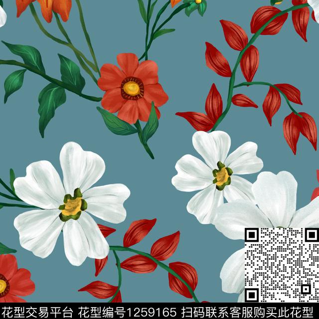 复古大牌风花卉传统印花华亿平台下载（图片编号: 1259165） - 瓦栏（Walan）